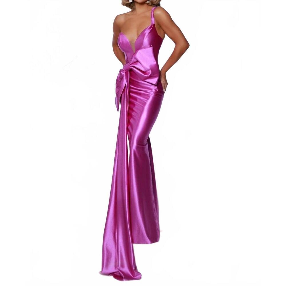 NEW JOHNATHAN KAYNE ribbon design prom dress in purple